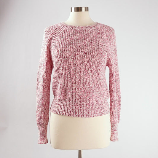 Free People Electric City Pink White Marled Scoop Neck Sweater - S