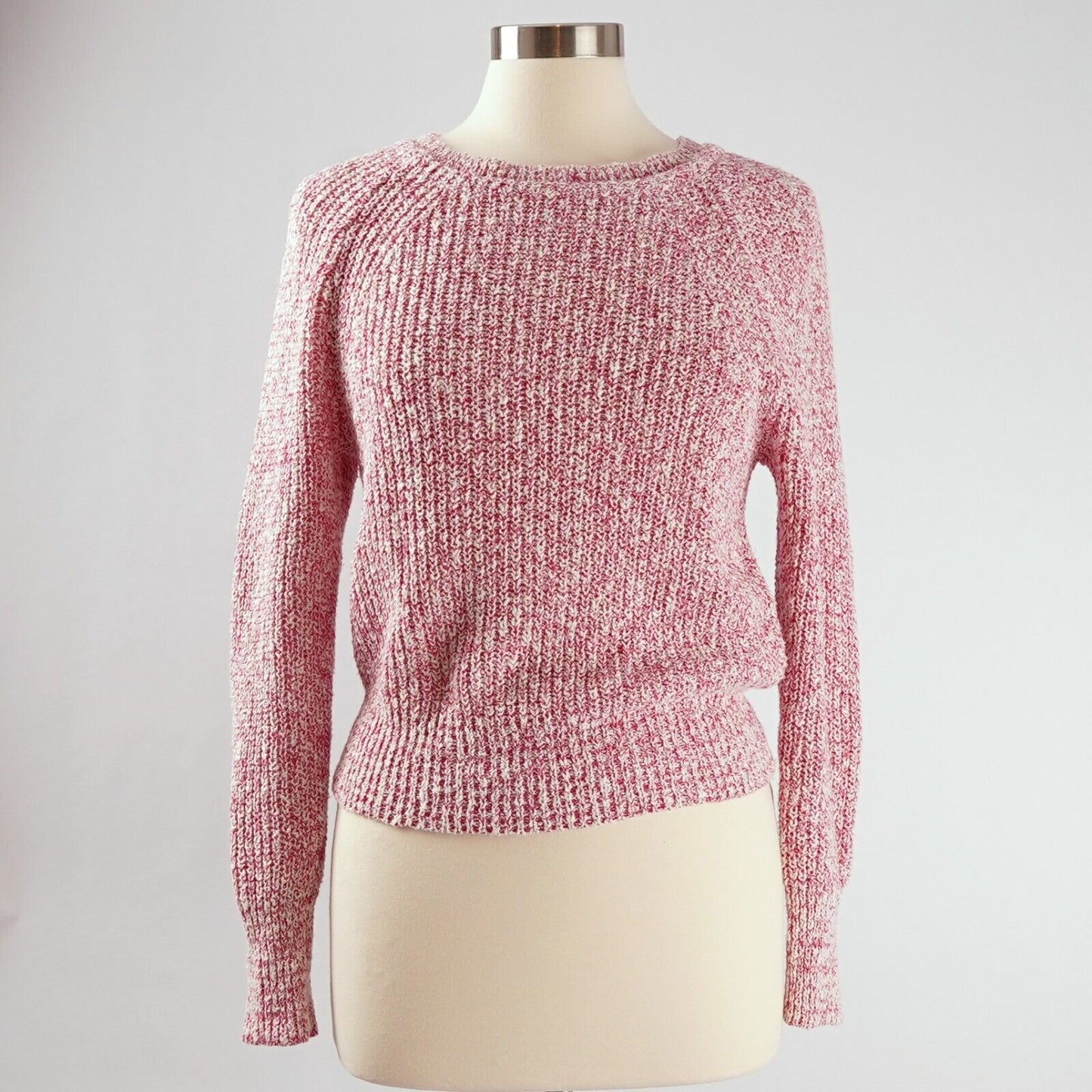 Free People Electric City Pink White Marled Scoop Neck Sweater - S