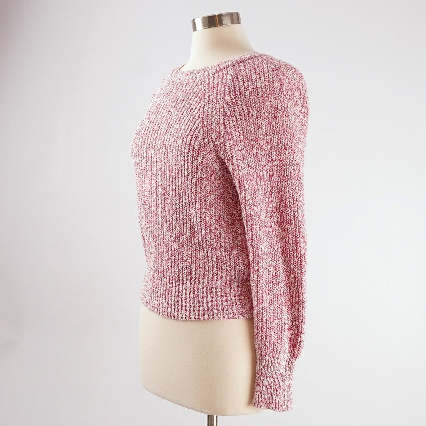 Free People Electric City Pink White Marled Scoop Neck Sweater - S