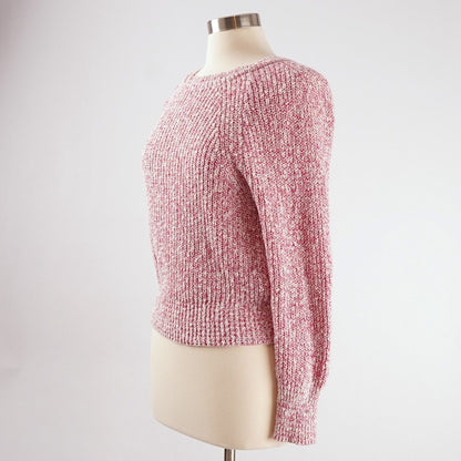 Free People Electric City Pink White Marled Scoop Neck Sweater - S