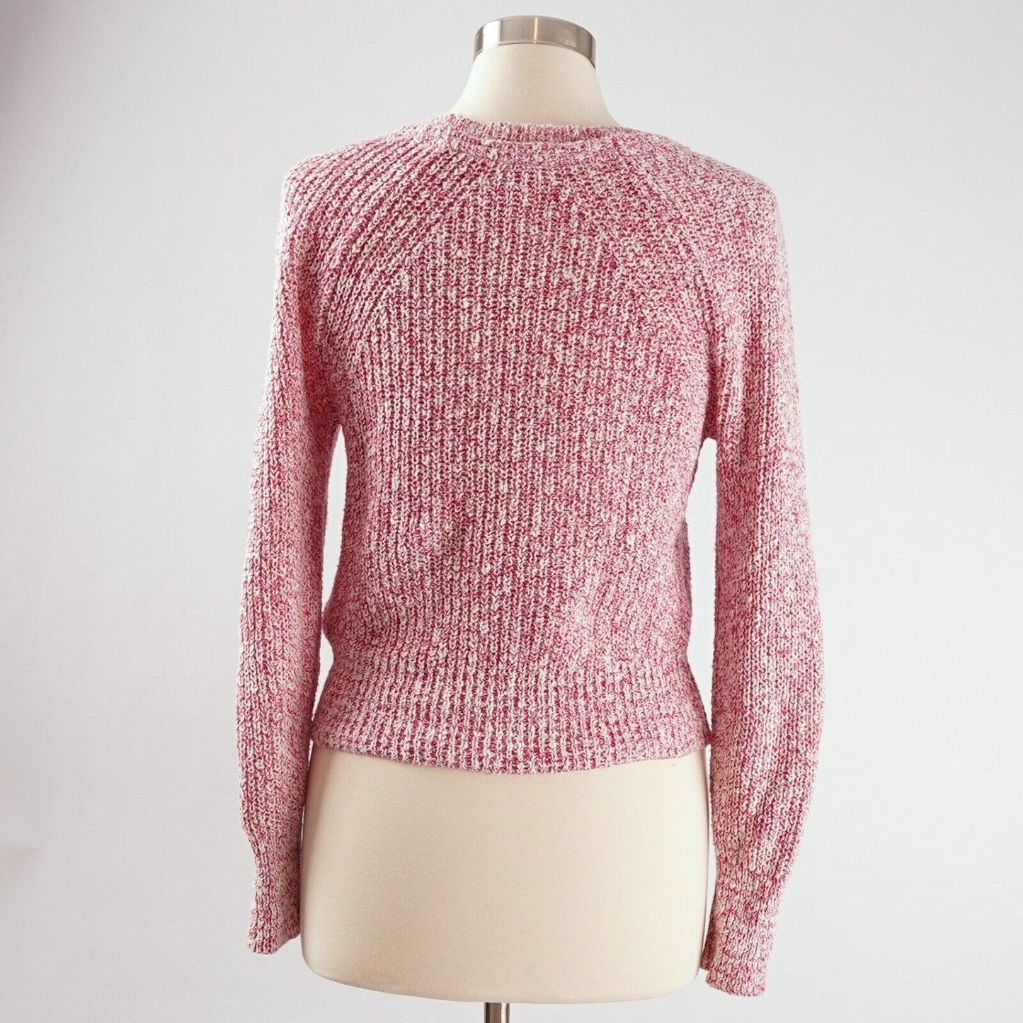 Free People Electric City Pink White Marled Scoop Neck Sweater - S