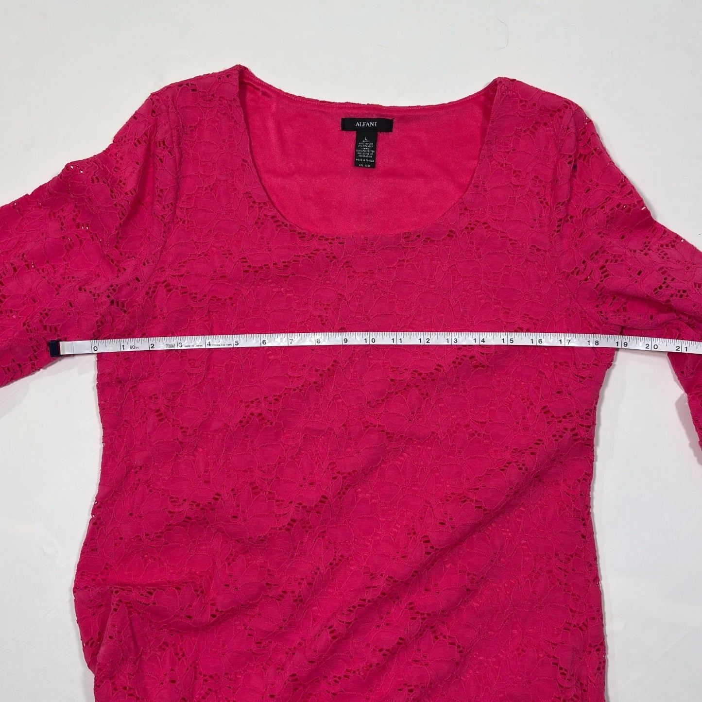 Alfani Quarter Sleeve Floral Lace Shift Dress Pink - L
