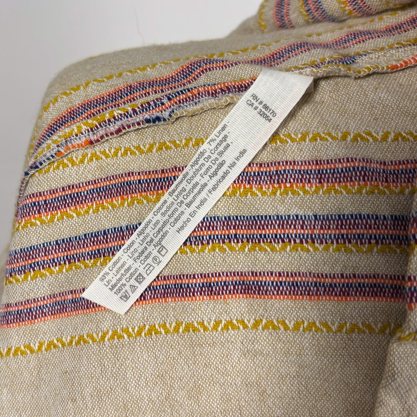 Free People Striped Open Back Halter Mini Dress Cotton Linen Oatmeal - M