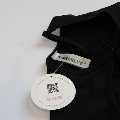 NWT Black Active Spaghetti Straps Jumpsuit + Shrug Top - M