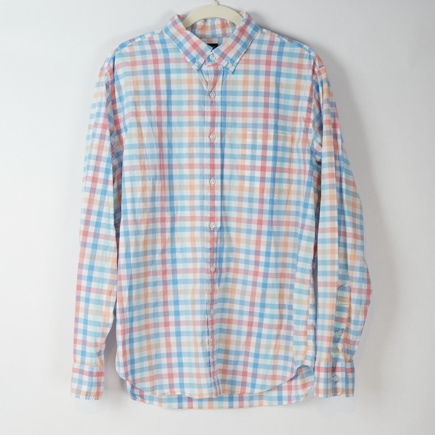 J Crew Oxford Gingham Plaid Check Button Down Long Sleeve - L