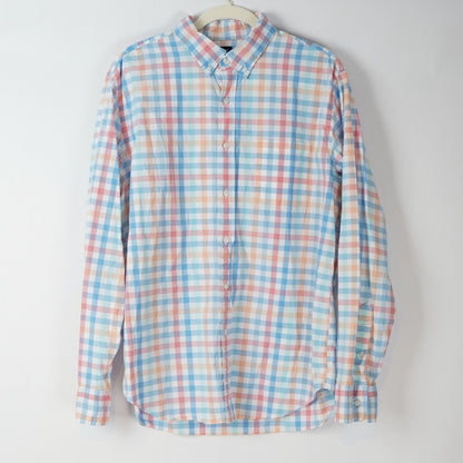 J Crew Oxford Gingham Plaid Check Button Down Long Sleeve - L