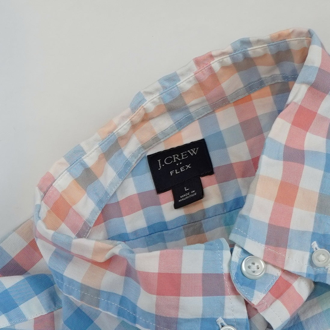 J Crew Oxford Gingham Plaid Check Button Down Long Sleeve - L
