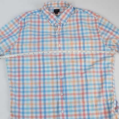 J Crew Oxford Gingham Plaid Check Button Down Long Sleeve - L