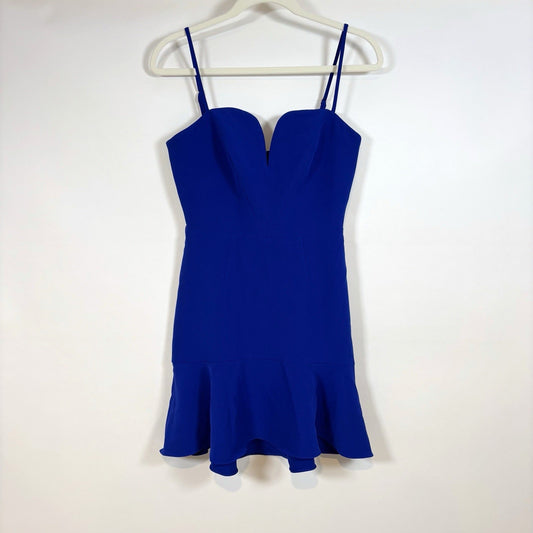 Milly Italian Cady Kelly Sweetheart Mini Dress Royal Cobalt Blue - 0