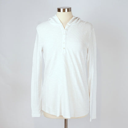 James Perse Thermal Waffle Knit Hooded Henley White - XL