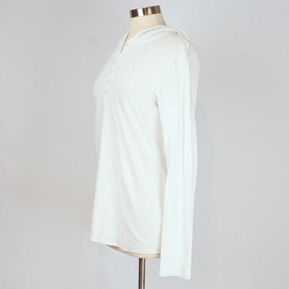 James Perse Thermal Waffle Knit Hooded Henley White - XL