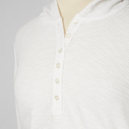 James Perse Thermal Waffle Knit Hooded Henley White - XL