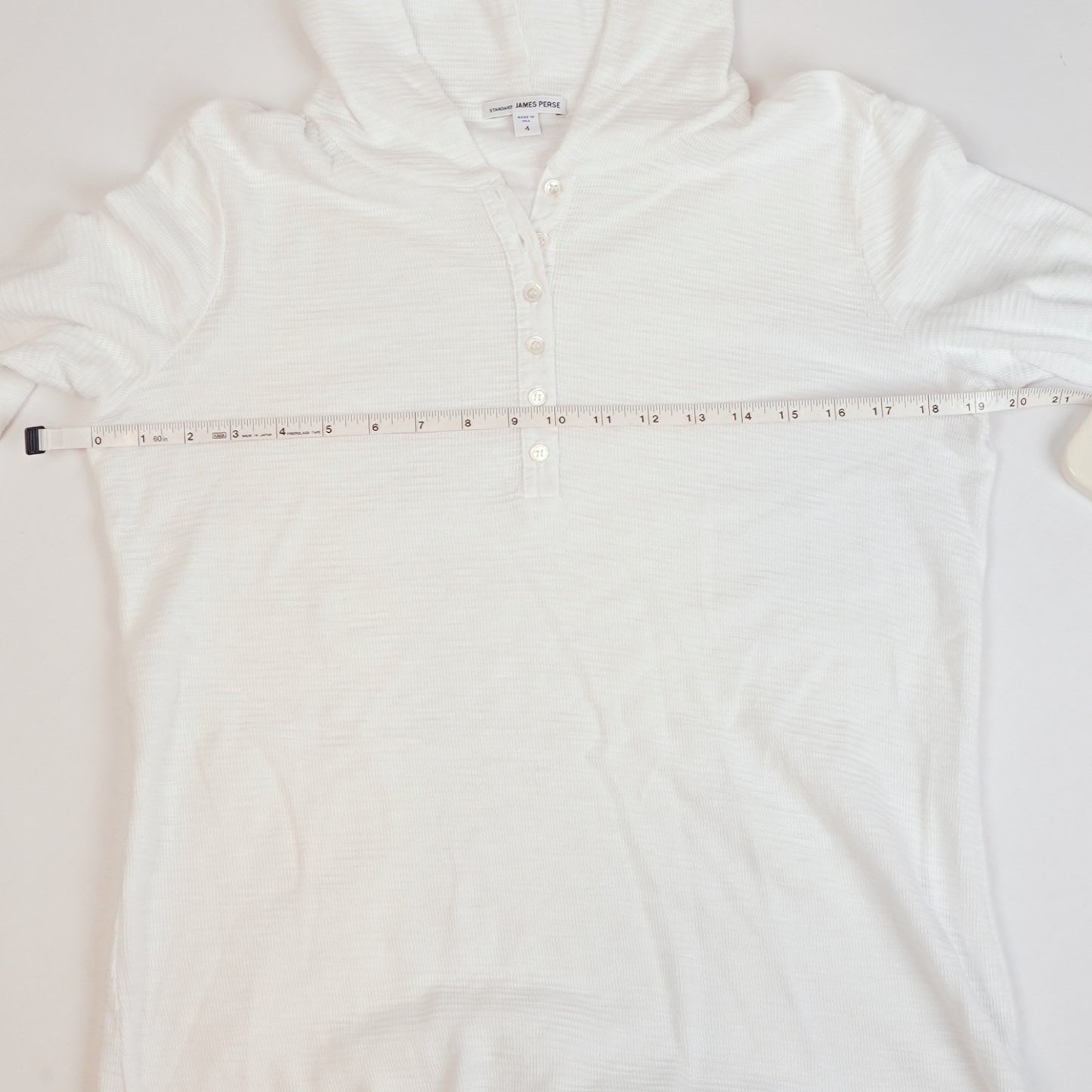 James Perse Thermal Waffle Knit Hooded Henley White - XL