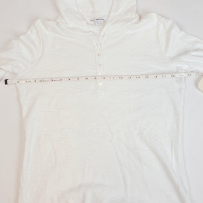 James Perse Thermal Waffle Knit Hooded Henley White - XL
