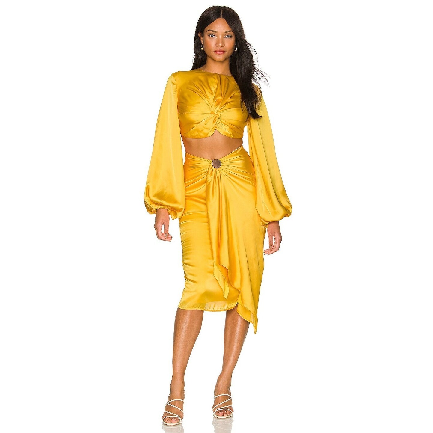 Andrea Iyamah Behati Crop Top + Skirt Set Marigold Yellow - XS