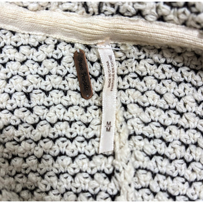 Free People Love Me Tender Fringe Open Front Hooded Cardigan Cotton - M