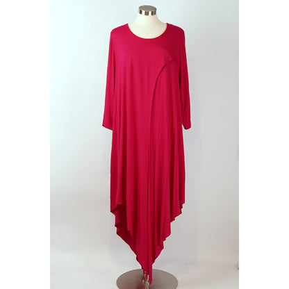 Soft Surroundings Alexandra Midi Asymmetrical Dress 3/4 Sleeve Jersey Pink - 3XL