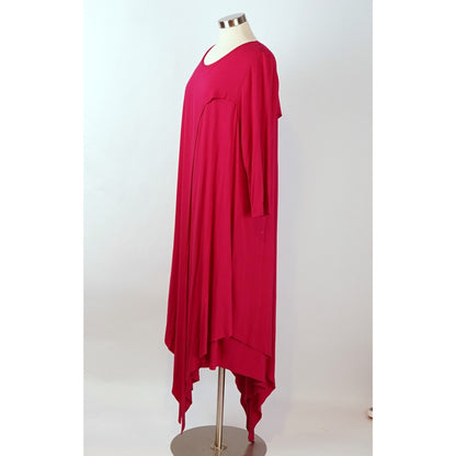 Soft Surroundings Alexandra Midi Asymmetrical Dress 3/4 Sleeve Jersey Pink - 3XL