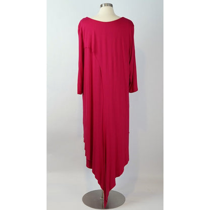 Soft Surroundings Alexandra Midi Asymmetrical Dress 3/4 Sleeve Jersey Pink - 3XL