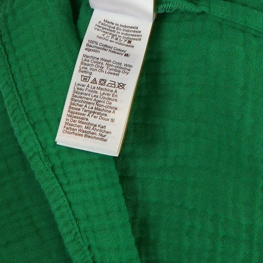 J Crew V-neck Double Gauze Popover Short Sleeve Blouse Green - XS