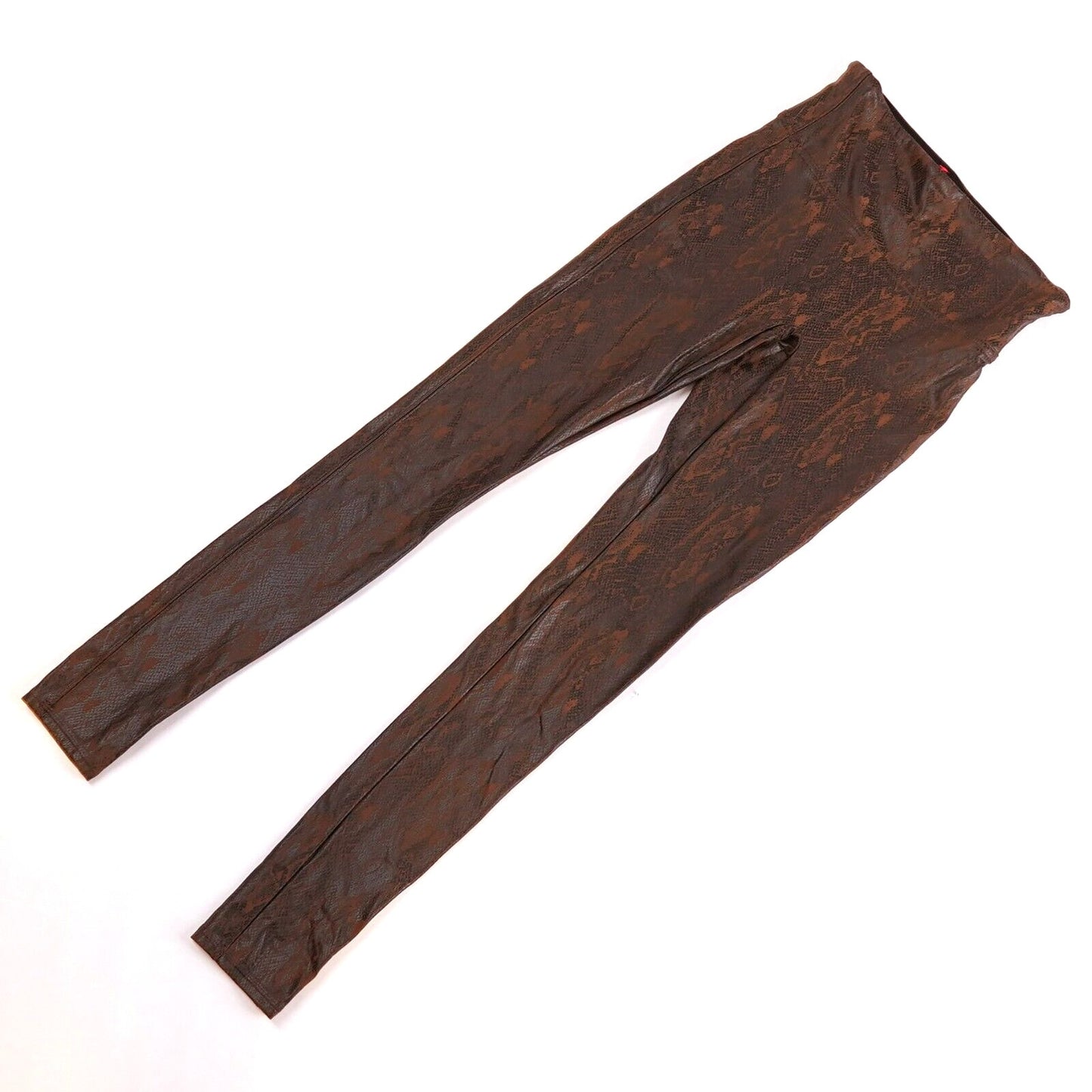Spanx Snake-Printed Faux Leather Leggings Brown - S