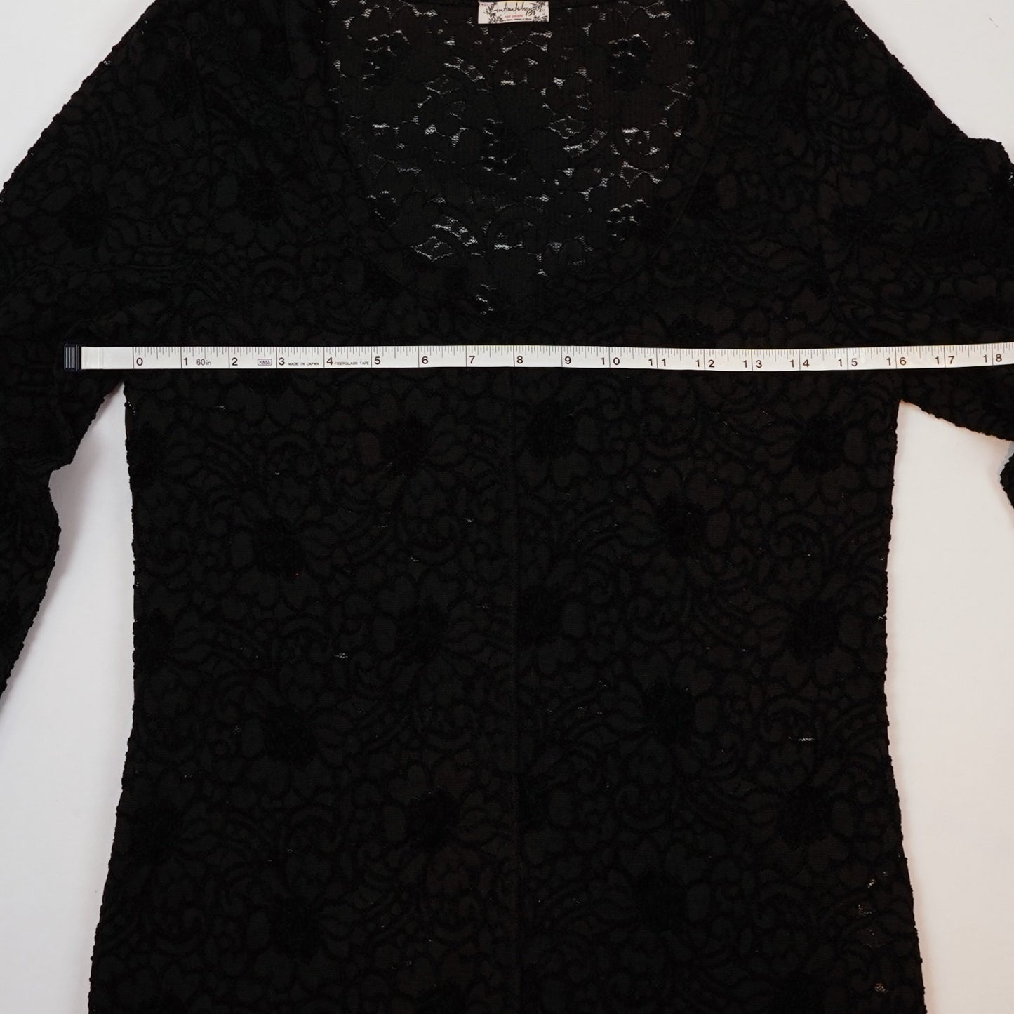 Free People Cloud Ride Notch Long Sleeve Black Floral Lace - L