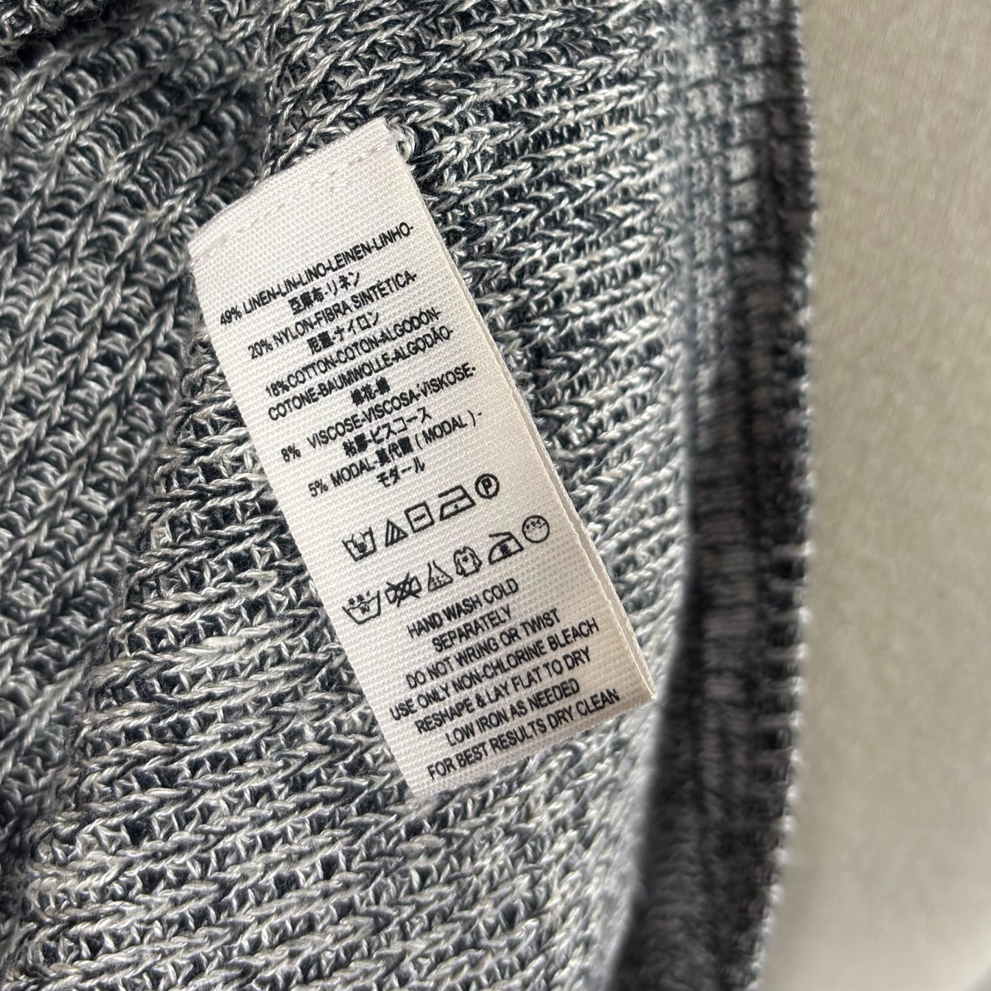 Free People Alana Knit Off Shoulder Sweater Gray Oversize Cotton Linen - S