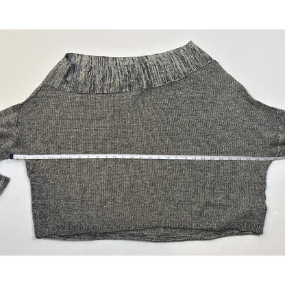 Free People Alana Knit Off Shoulder Sweater Gray Oversize Cotton Linen - S