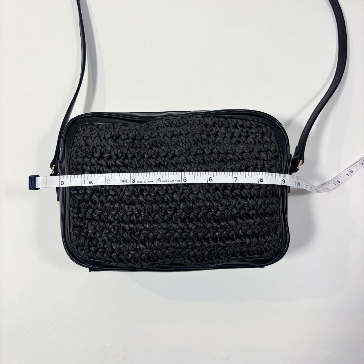 Banana Republic Straw Camera Crossbody Shoulder Bag Purse Black