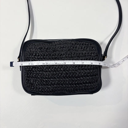 Banana Republic Straw Camera Crossbody Shoulder Bag Purse Black