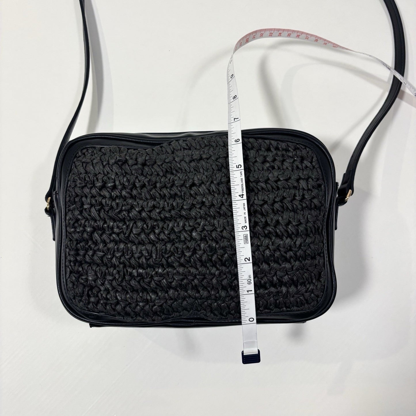 Banana Republic Straw Camera Crossbody Shoulder Bag Purse Black