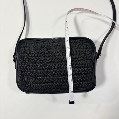 Banana Republic Straw Camera Crossbody Shoulder Bag Purse Black