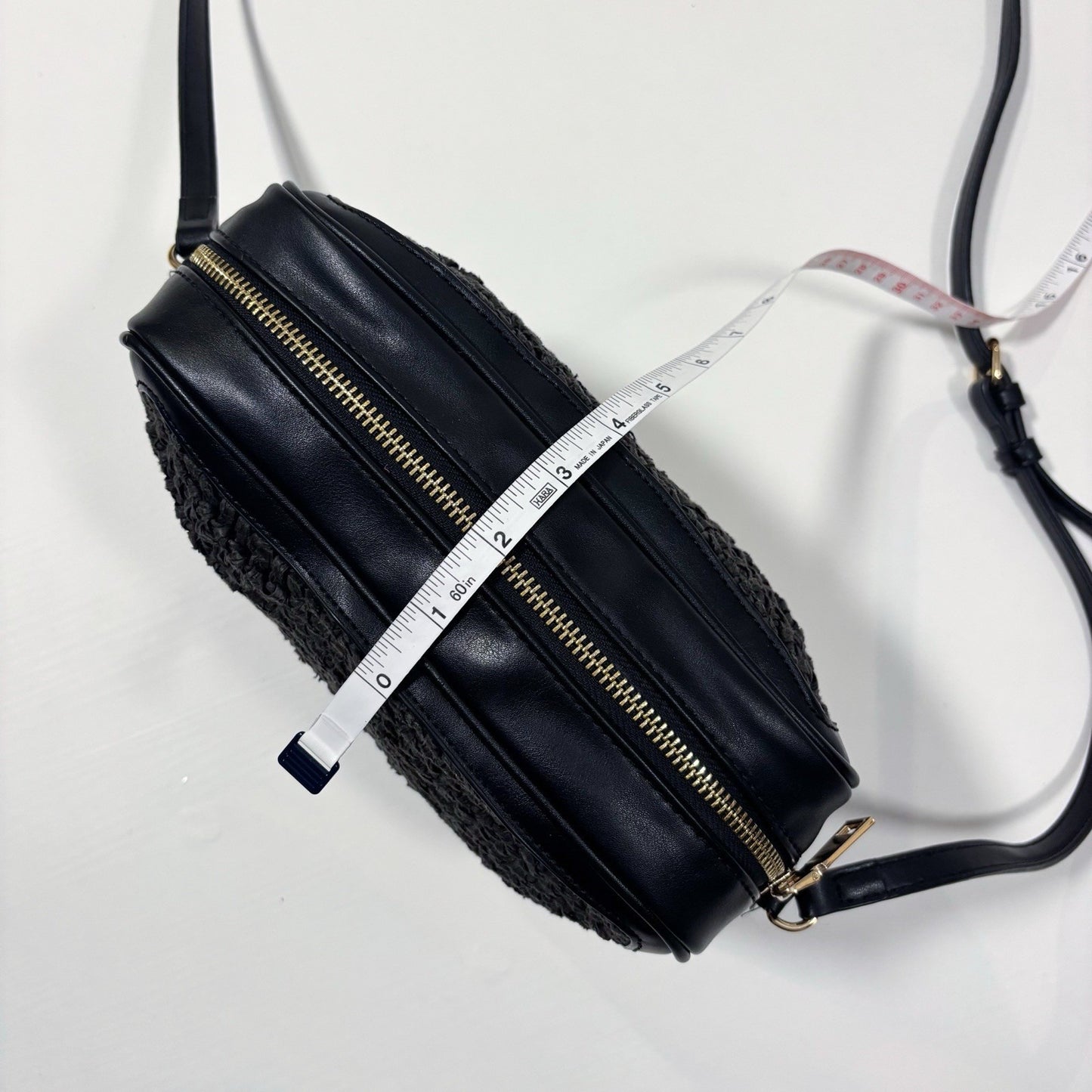 Banana Republic Straw Camera Crossbody Shoulder Bag Purse Black