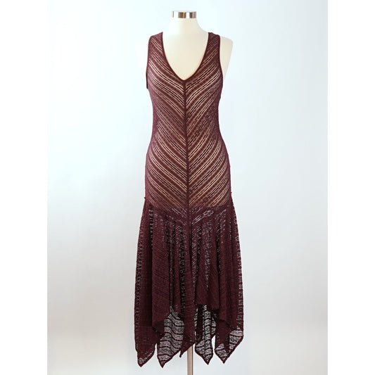 Free People Lila Lace Asymmetric Slip Dress Plum Purple - S