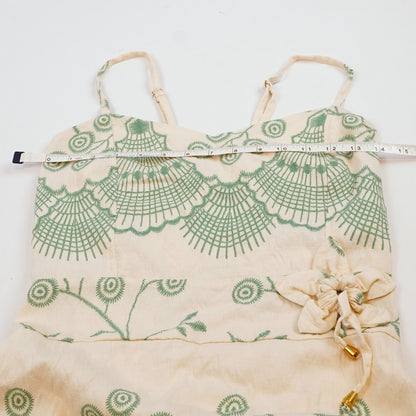 Tropical Floral Shell Sundress Seafoam Green Ivory - M