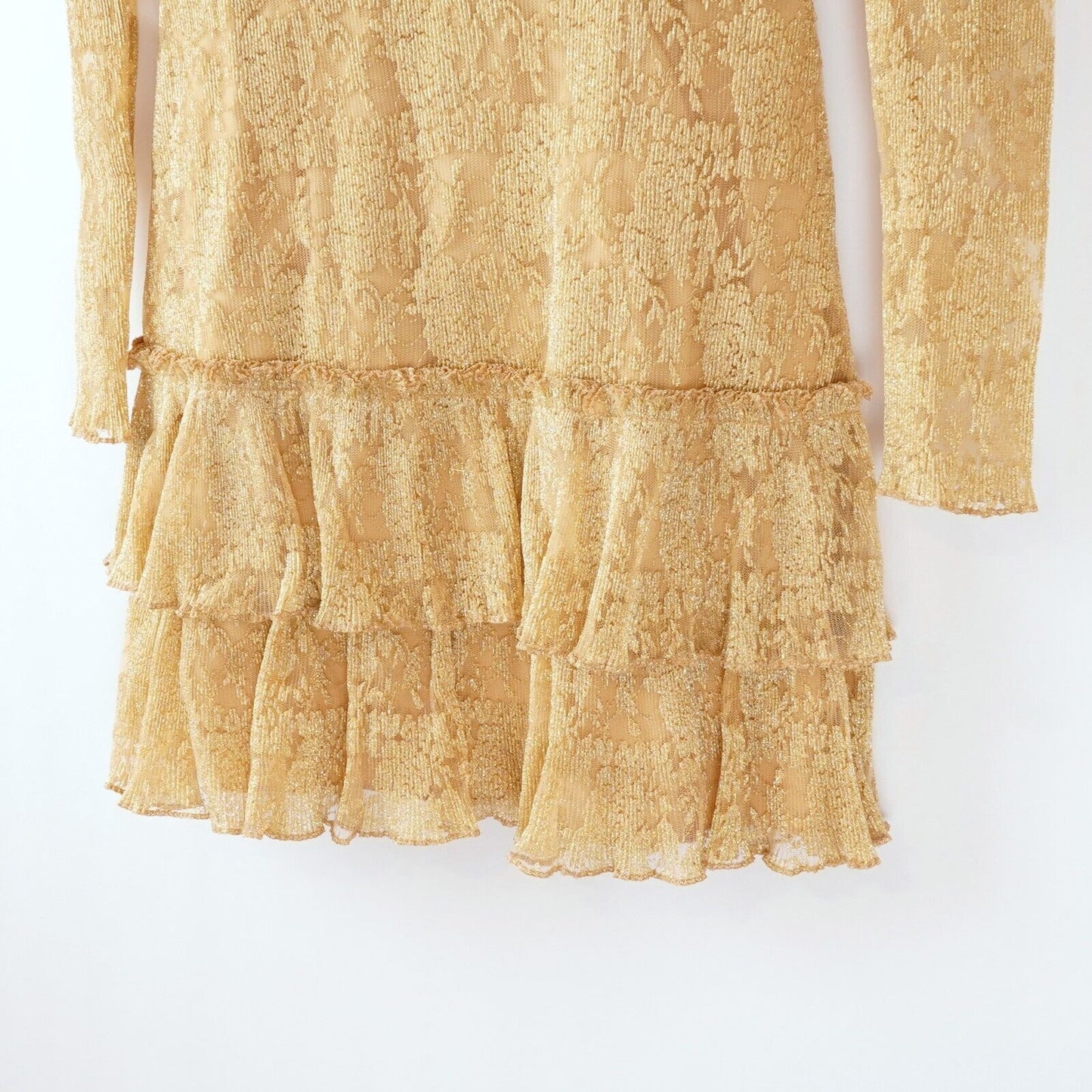 Saylor Adria Long Sleeve Lace Dress Gold - XS