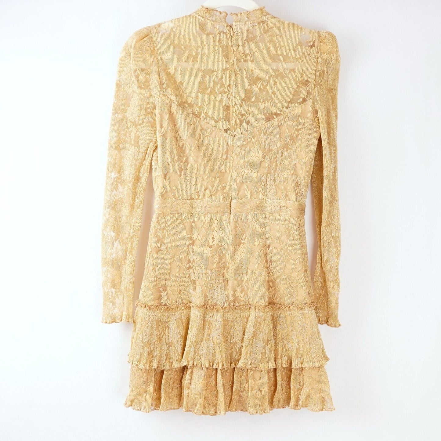 Saylor Adria Long Sleeve Lace Dress Gold - XS