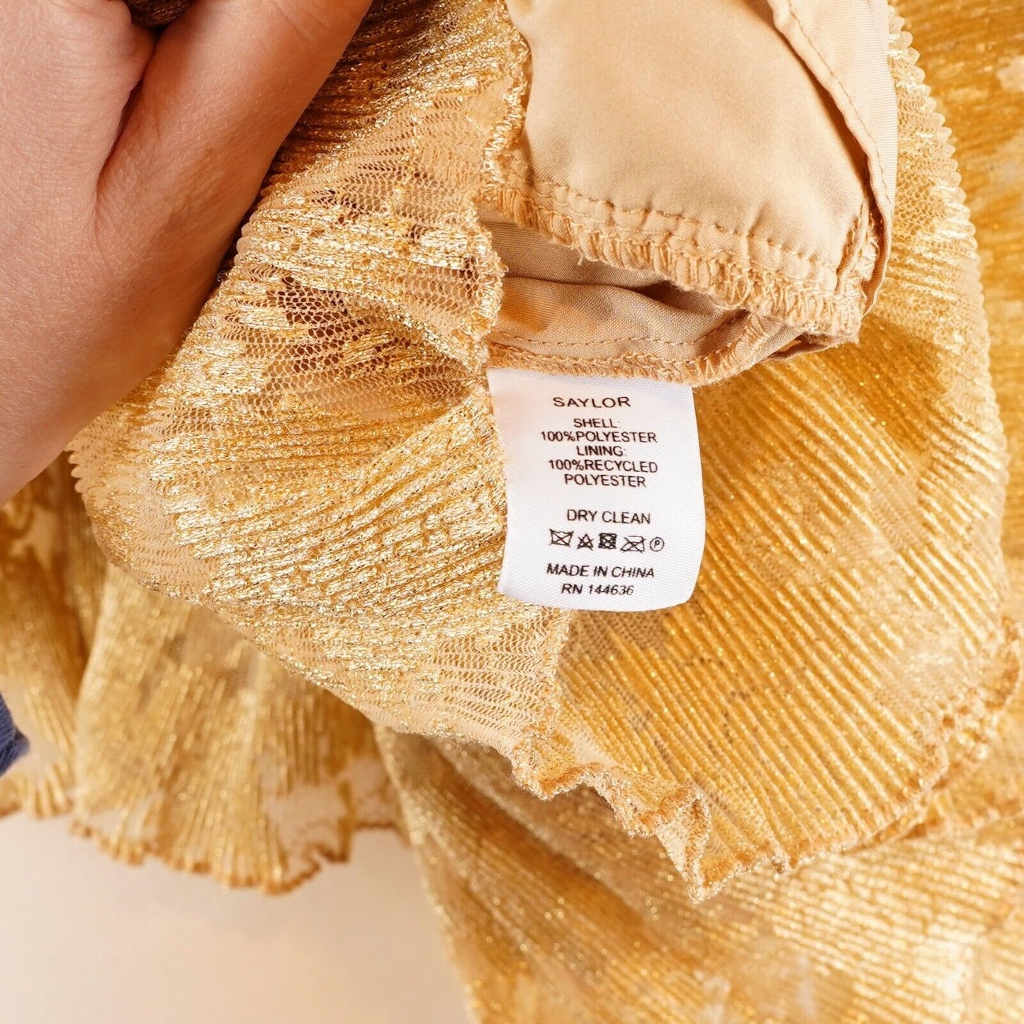 Saylor Adria Long Sleeve Lace Dress Gold - XS