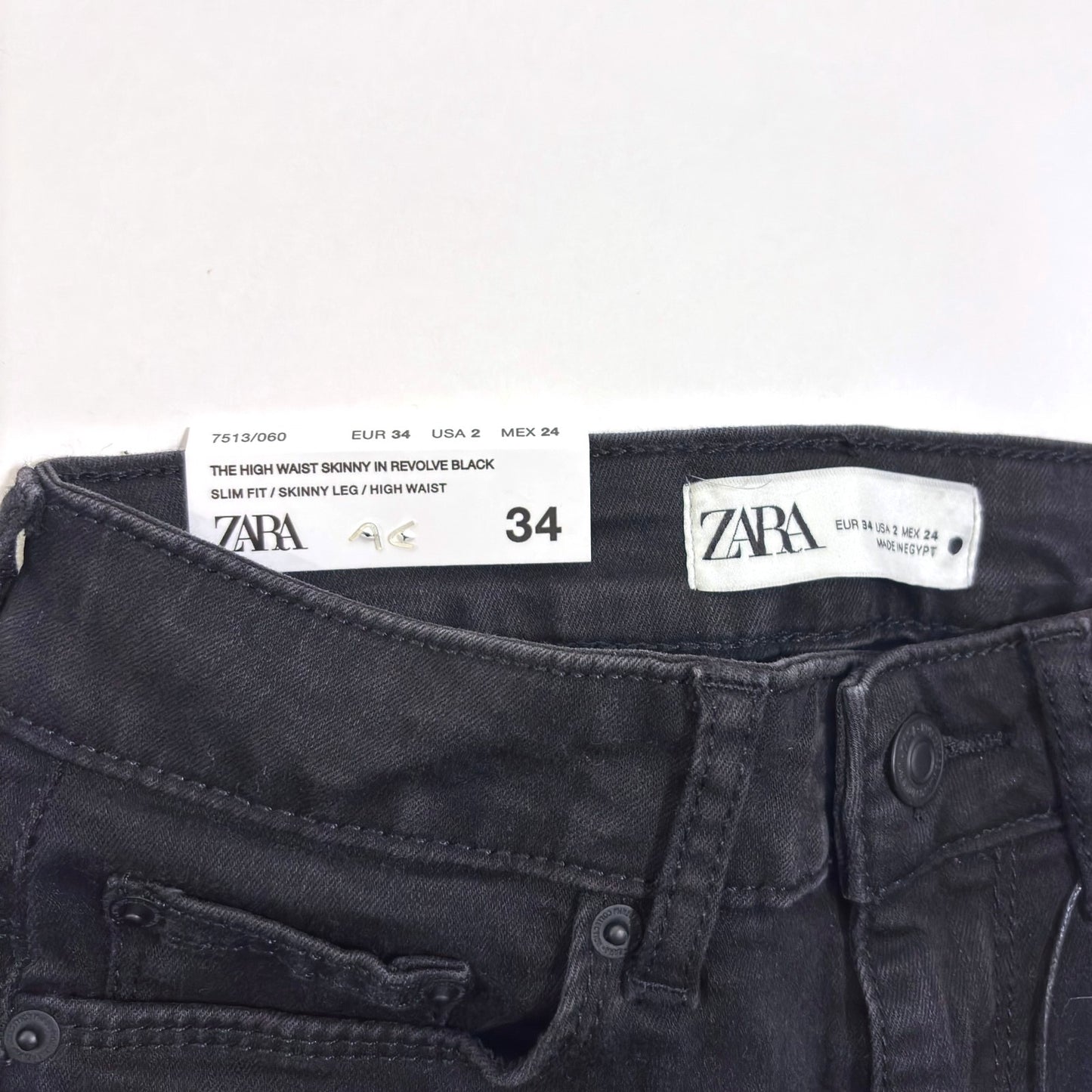 Zara Black High Waist Classic Skinny Denim Jeans - 2