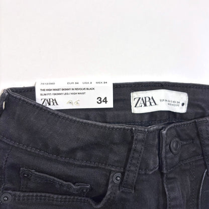 Zara Black High Waist Classic Skinny Denim Jeans - 2