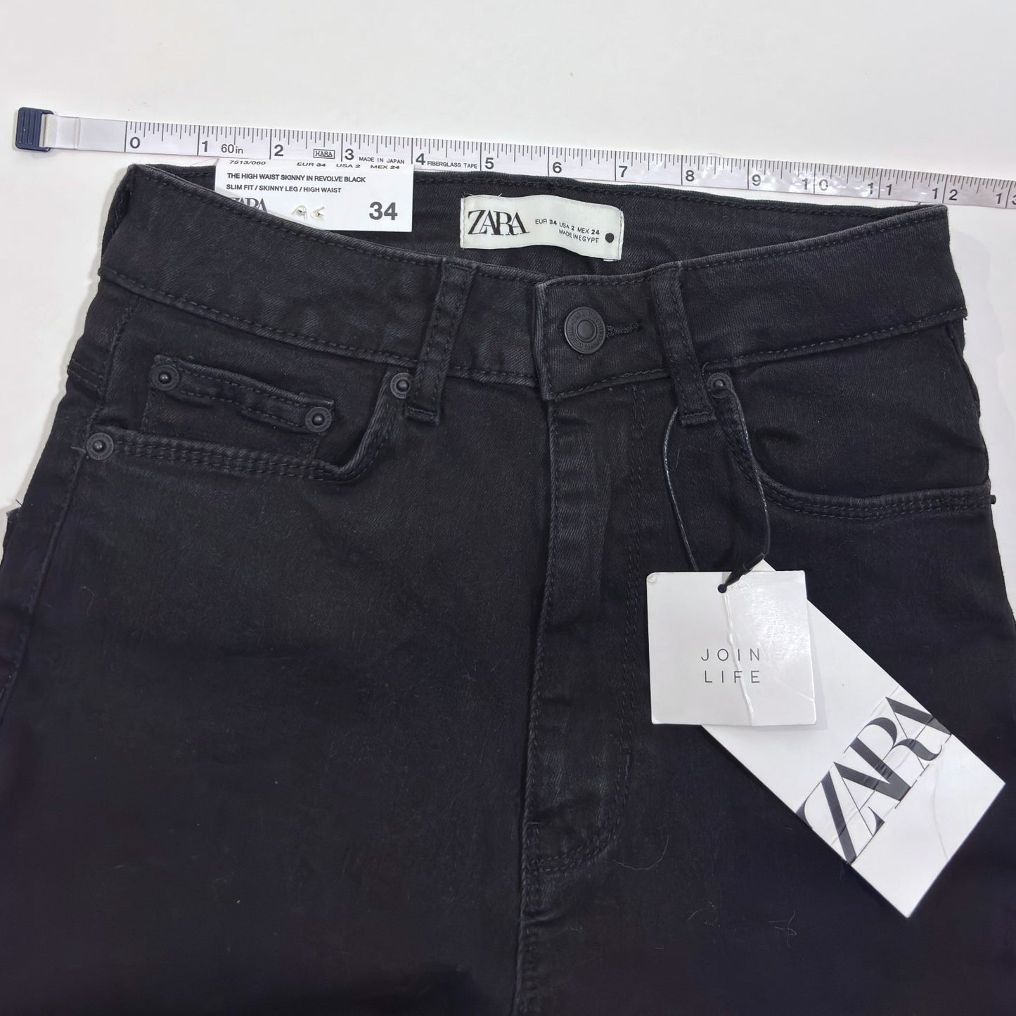 Zara Black High Waist Classic Skinny Denim Jeans - 2