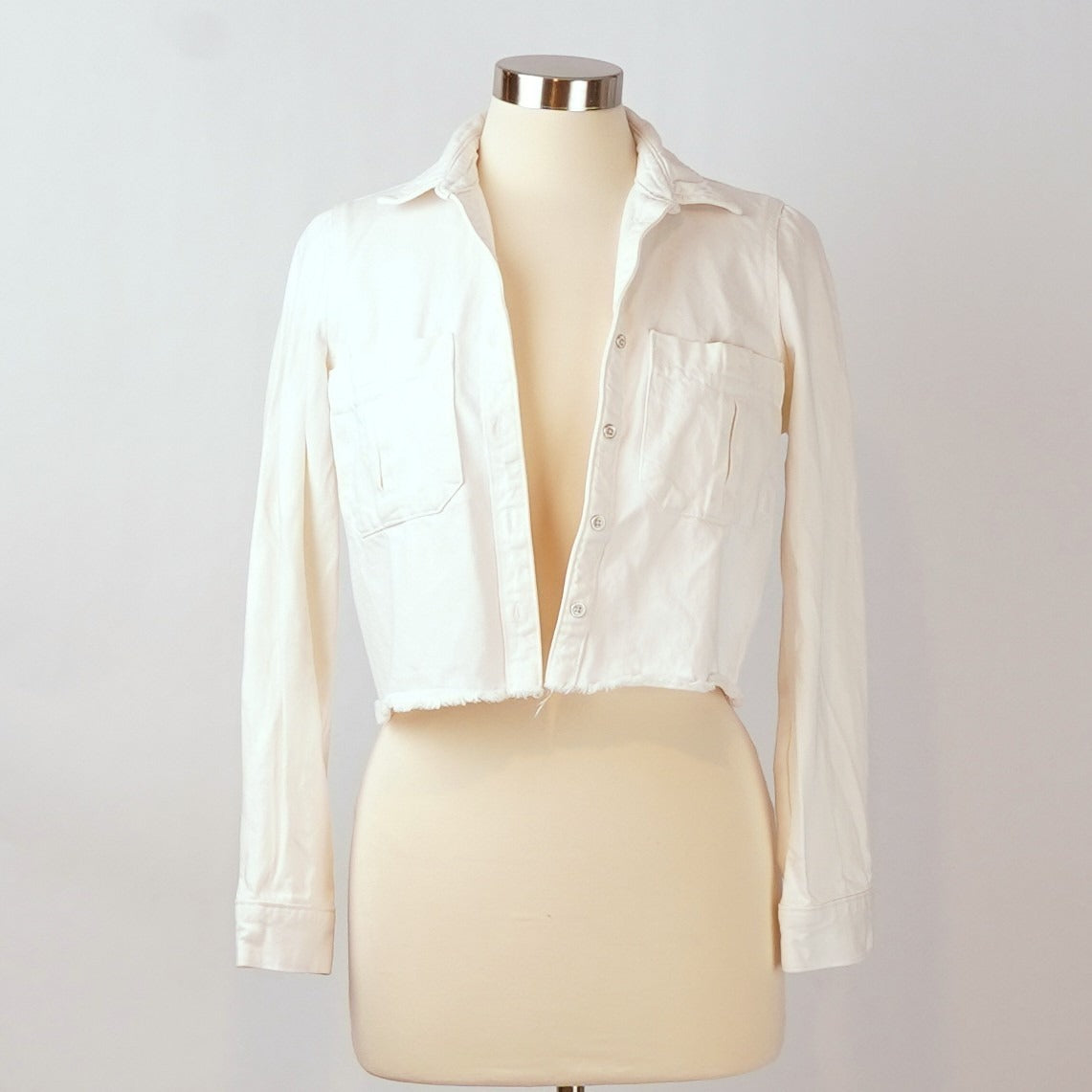 DL1961 Simone Cropped Denim Jean Shirt Jacket White - XS