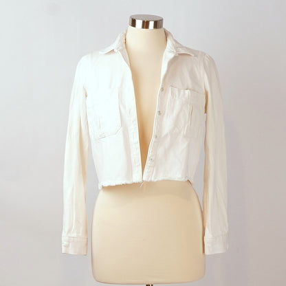 DL1961 Simone Cropped Denim Jean Shirt Jacket White - XS