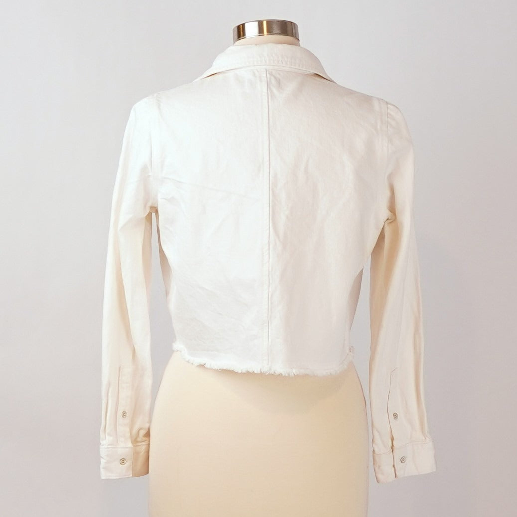 DL1961 Simone Cropped Denim Jean Shirt Jacket White - XS