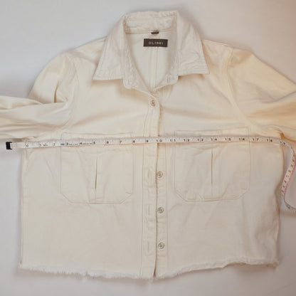 DL1961 Simone Cropped Denim Jean Shirt Jacket White - XS
