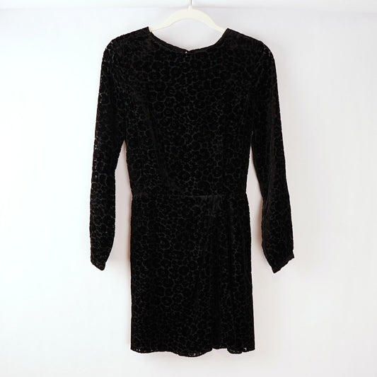 The Kooples Velvet Floral Burnout Short Black Dress - S