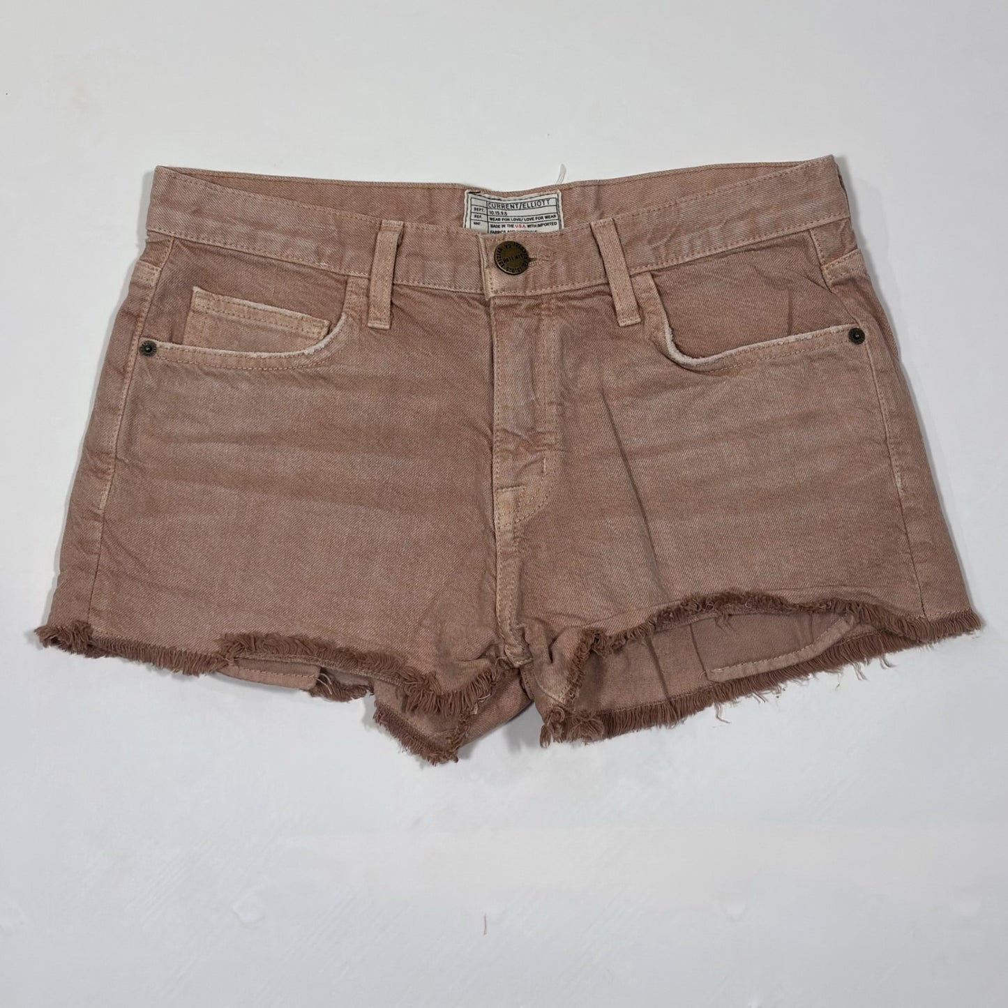 Current Elliot Dusty Rose Raw Hem Denim Cutoff Jean Shorts - 25