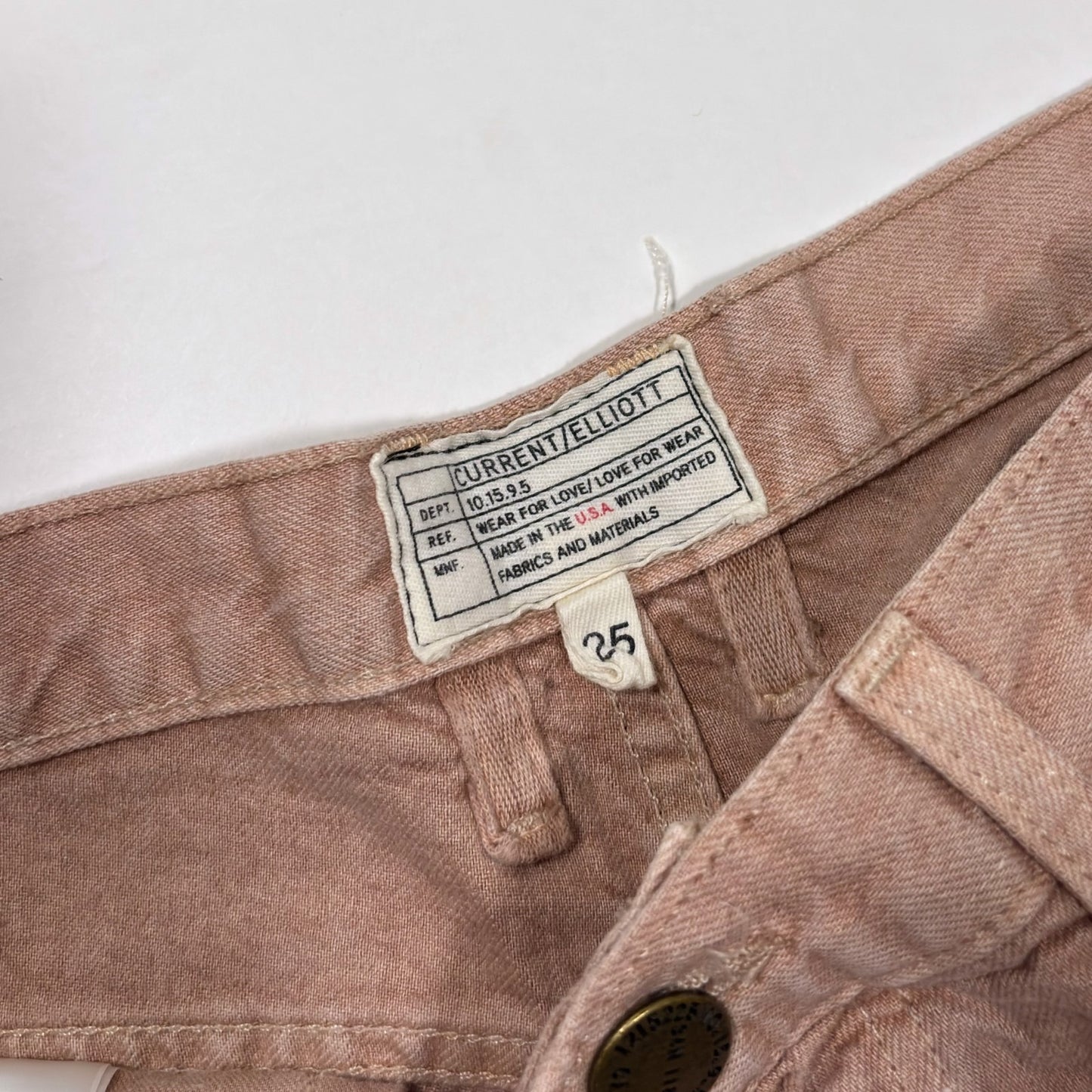 Current Elliot Dusty Rose Raw Hem Denim Cutoff Jean Shorts - 25