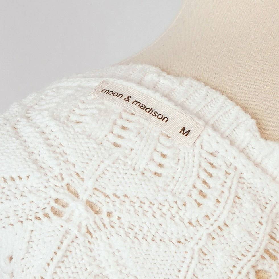 Moon & Madison Crochet Tie Front Crop Cardigan Sweater - M