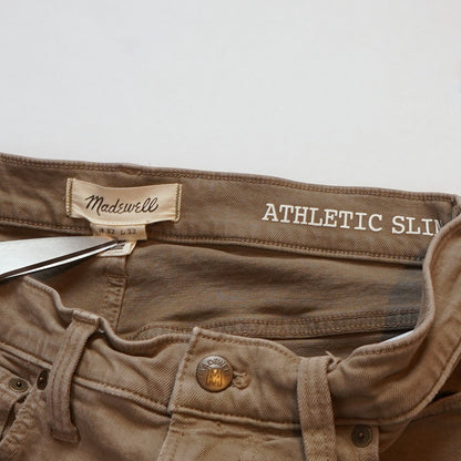 Madewell Athletic Slim Jeans Olive Green Khaki - 32 x 32